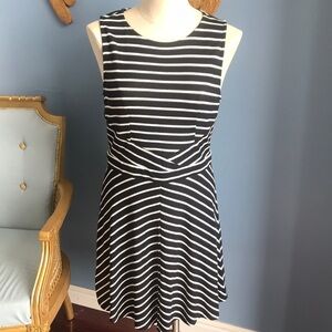 Rewind black striped sleeveless line A mini dress size M